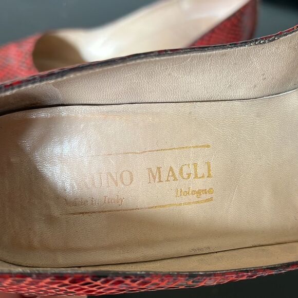 Vintage Bruno Magli Red Snake Skin Heels - Picture 8 of 11